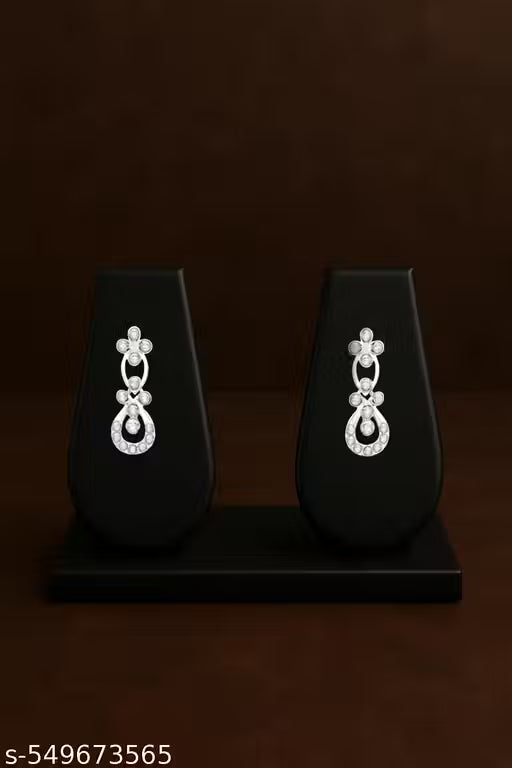 Silver Plated Jewellery Set with White American Diamond for Girls and Women For Wedding And Engagement