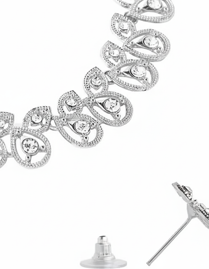 Rhodium Plated Jewellery Set with White Austrian Diamond