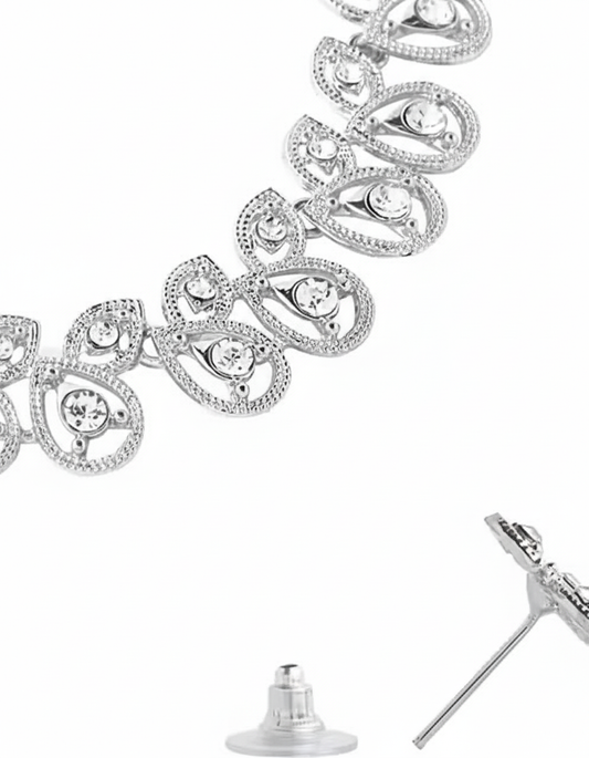 Rhodium Plated Jewellery Set with White Austrian Diamond