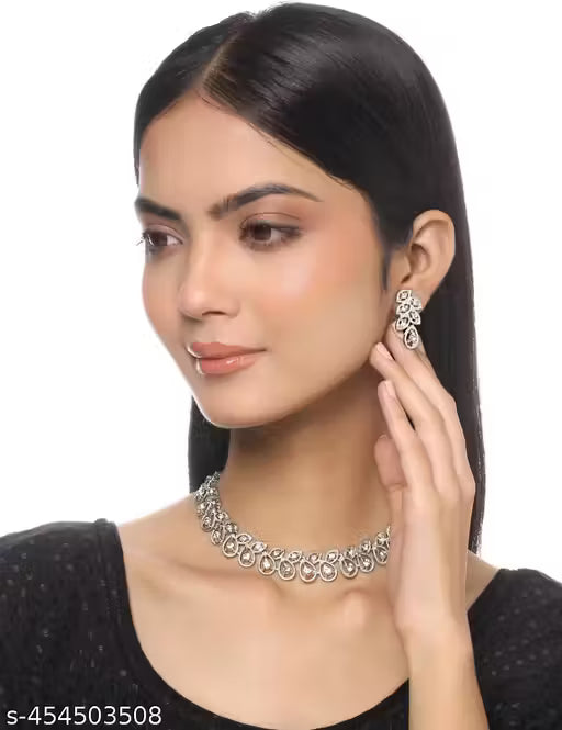 Rhodium Plated Jewellery Set with White Austrian Diamond